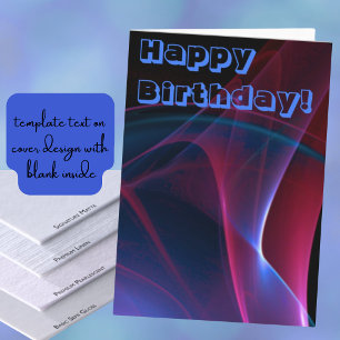 Happy Birthday Purple Blue Abstract Blank Template