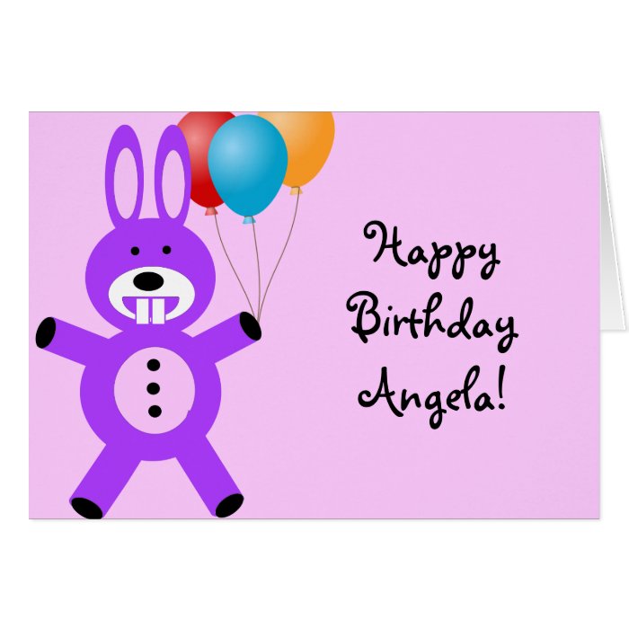 Happy Birthday Purple Bunny greeting card
