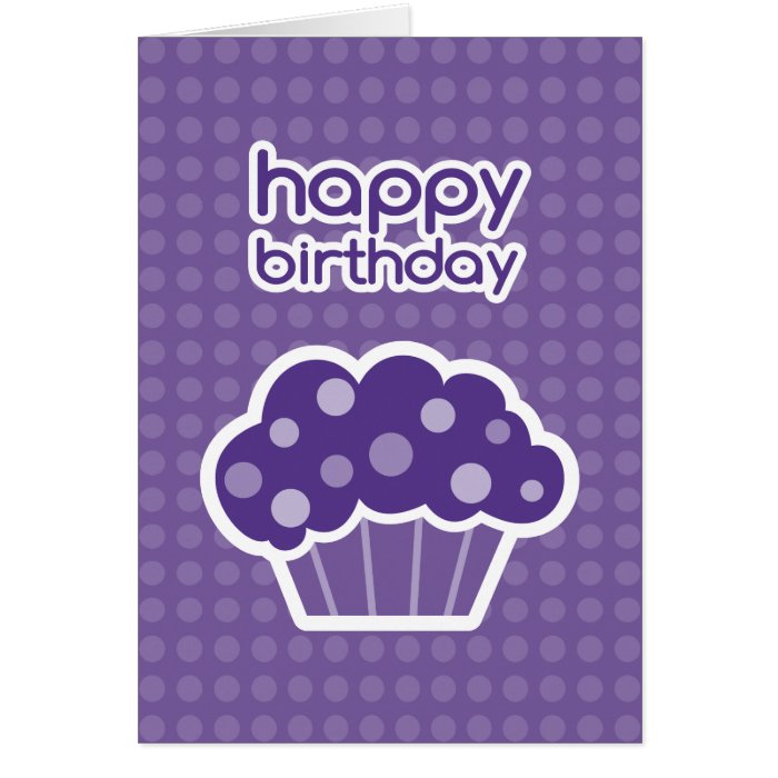 happy birthday purple cupcake greeting cards