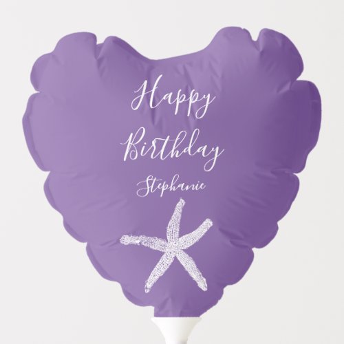 Happy Birthday Purple Cute Starfish Nautical Beach Balloon