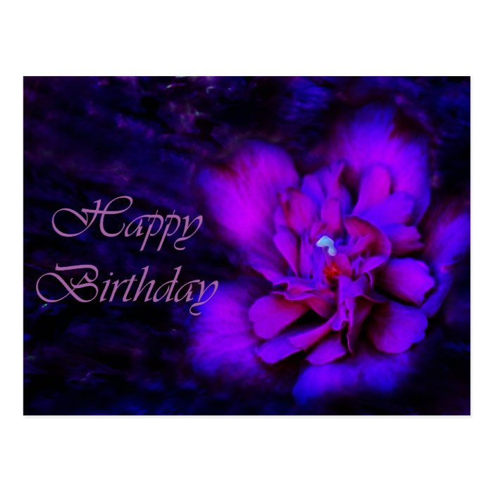 Happy Birthday   Purple Flower Postcard