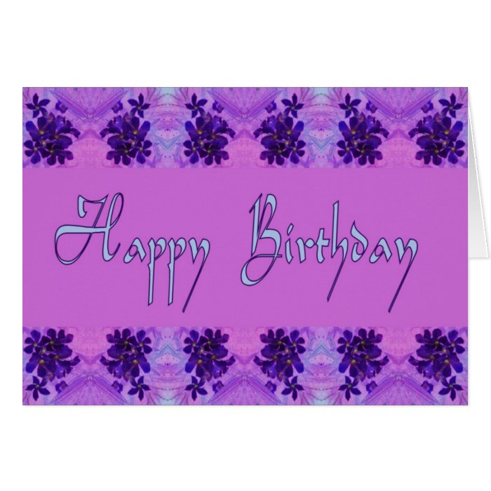 Happy Birthday purple flowers Greeting Cards