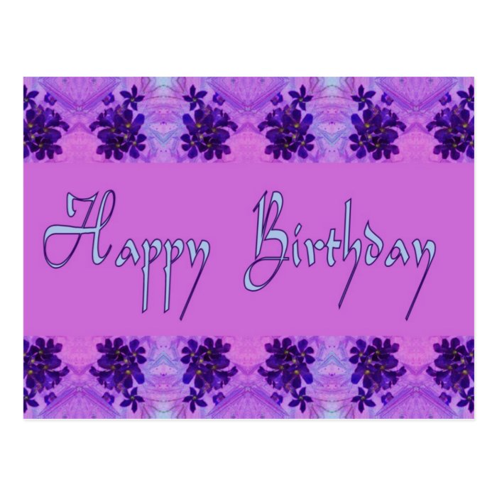 Happy Birthday purple flowers Post Cards