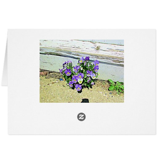 Happy Birthday Purple Flowers Stairs Card (Back Horizontal)