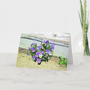 Happy Birthday Purple Flowers Stairs Card