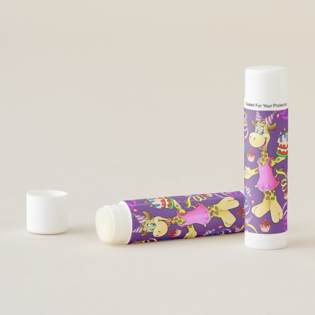 Happy Birthday Purple Giraffe Cake  Lip Balm (In Situ)