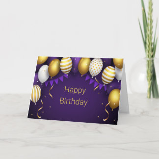 Happy Birthday - Purple/Gold Personalize Thank You Card