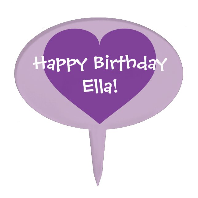 Happy Birthday Purple Heart Cake Topper (Front)