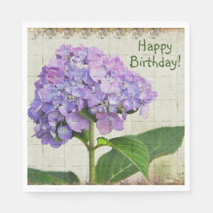 Happy Birthday Purple Hydrangea Napkins