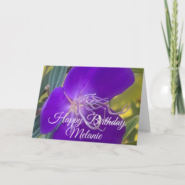 Happy Birthday Purple Iris Bloom Card (Front)