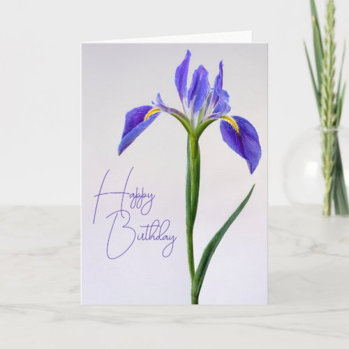 Happy Birthday  Purple Iris Flower Card