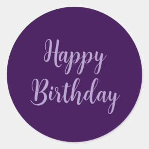 Happy Birthday Purple Lavender Custom Color Classy Classic Round Sticker