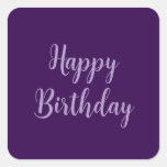 Happy Birthday Purple Lavender Custom Color Classy Square Sticker