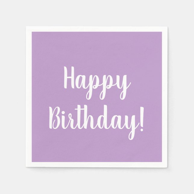 Happy Birthday Purple Lilac Birthday Party Napkins (Front)