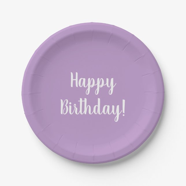 Happy Birthday Purple Lilac Birthday Party Paper Plates (Front)