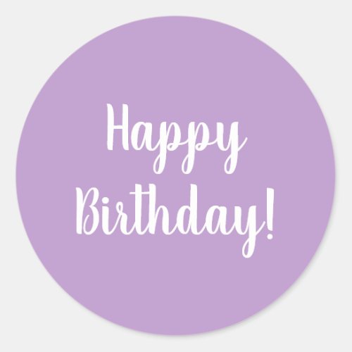 Happy Birthday Purple Lilac Typography Classic Round Sticker