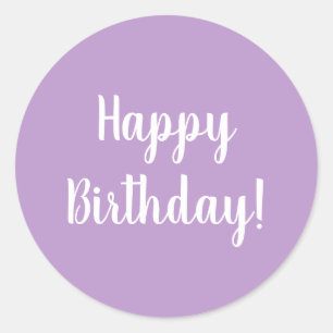 Happy Birthday Purple Lilac Typography Classic Round Sticker