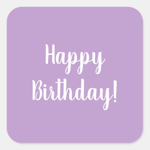 Happy Birthday Purple Lilac Typography Square Sticker