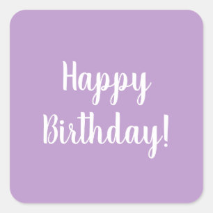 Happy Birthday Purple Lilac Typography Square Sticker