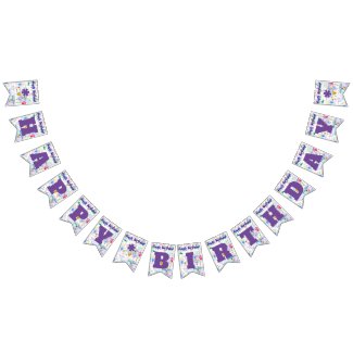 Happy Birthday Purple/Personalize Bunting Flags