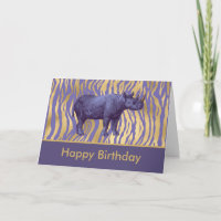 Happy Birthday Purple Rhinoceros Party Animal