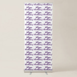 Happy Birthday Purple Script Selfie Backdrop Retractable Banner