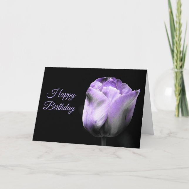 Happy Birthday Purple Tulip *customize* Card (Front)