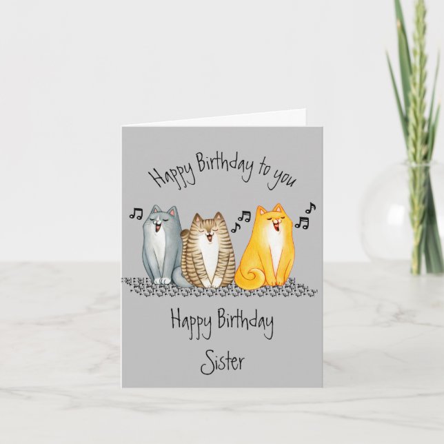 Happy Birthday Purrrfect Sister Ever Cute Cats Card (Front)