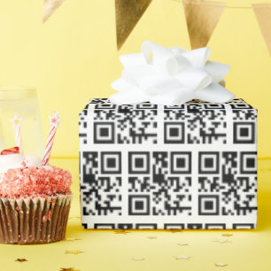 Happy Birthday QR Code on White Wrapping Paper