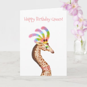 'Happy birthday queen' fabulous giraffe card