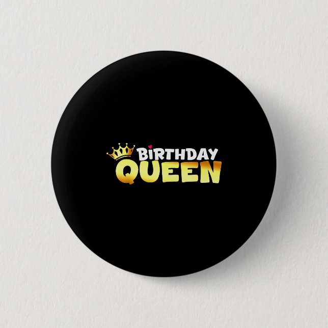 Happy Birthday Queen Outfit Shirt Crown Design Bir Button (Front)