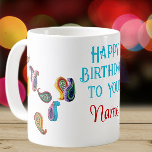 Happy Birthday Quilled Paisleys, 11 oz Coffee Mug