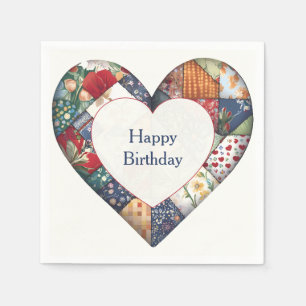 Happy Birthday Quilted Heart Napkins