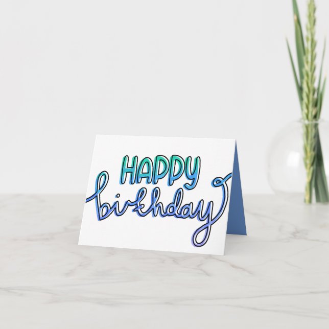 Happy Birthday Quirky For Boys Blue Green Card (Front)