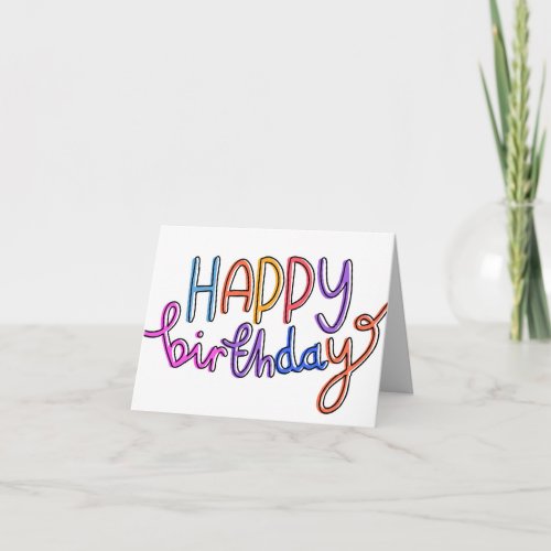 Happy Birthday Quirky Modern Simple Rainbow Card