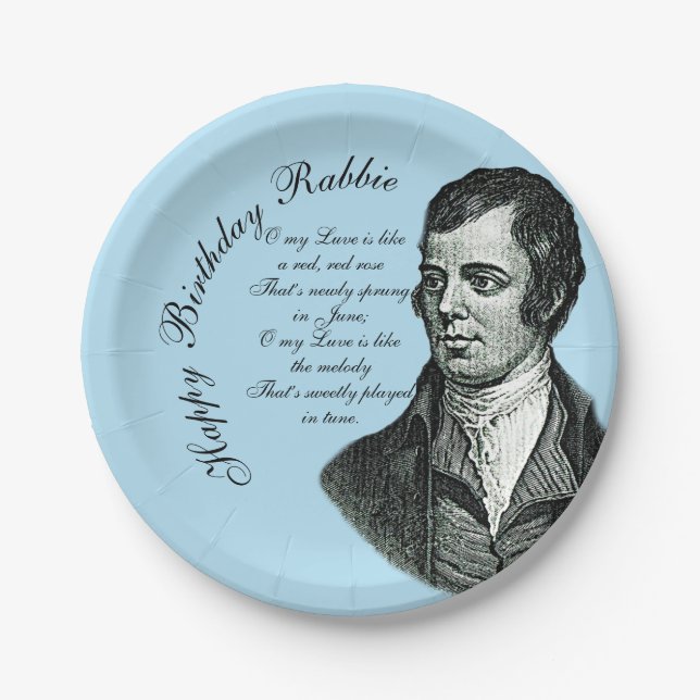 Happy Birthday Rabbie - Robert Burns Small 7" Paper Plates (Front)
