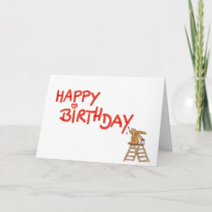 Happy Birthday - Rabbit on Ladder Card
