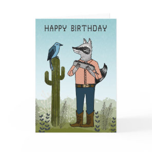 Happy Birthday - Raccoon playing Harmonica Card