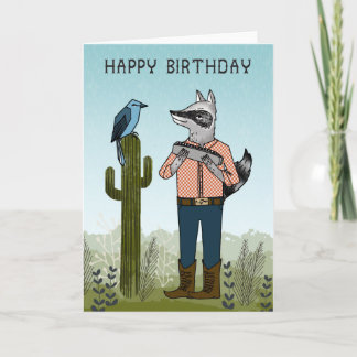 Happy Birthday - Raccoon playing Harmonica Card