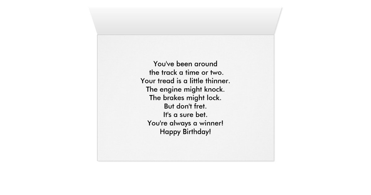 Happy Birthday Race Car Humor Card | Zazzle.com