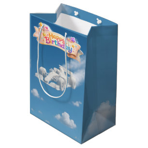 Happy birthday racing car, cloud, medium glossy gi gift bag