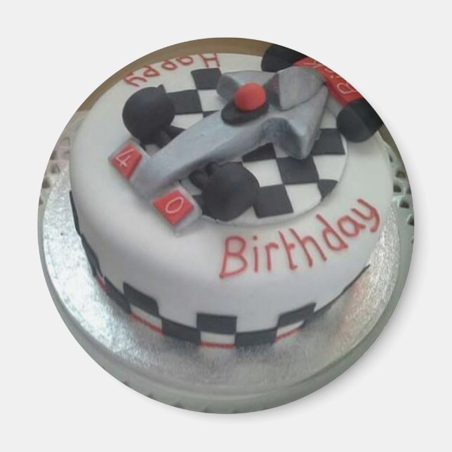 happy birthday racing car magnet (Front)