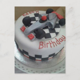 happy birthday racing car postcard