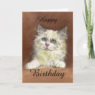 Happy Birthday Ragdoll Kitten Art Card
