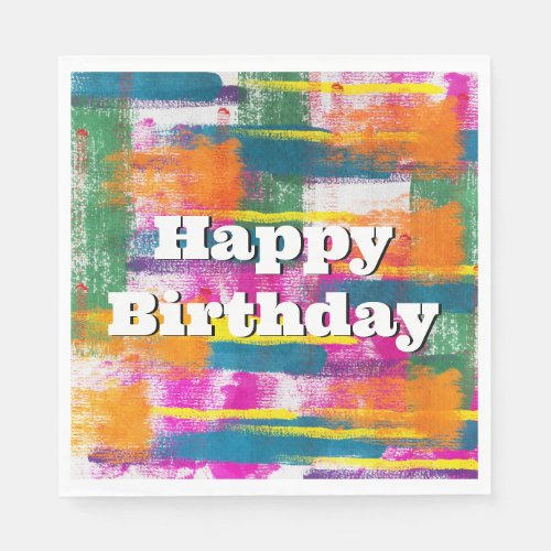 Happy Birthday Rainbow Abstract Napkins