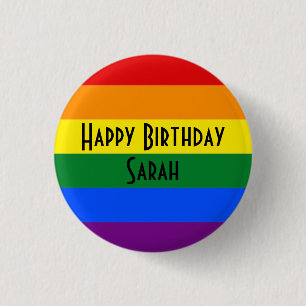 Happy Birthday rainbow badge template  Button