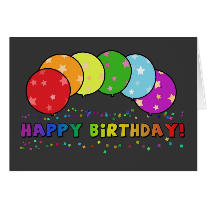 Happy Birthday Rainbow Balloons Colorful Card