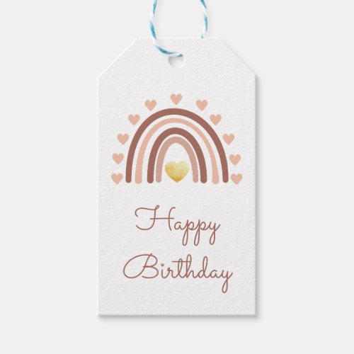 Happy Birthday Rainbow Blush Pink Gift Tags