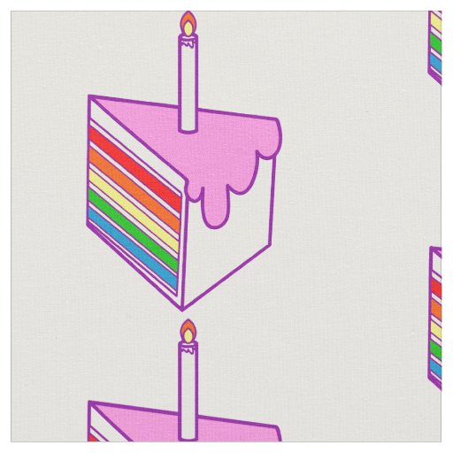happy birthday rainbow cake fabric