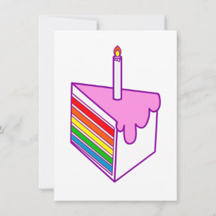 happy birthday rainbow cake invitation